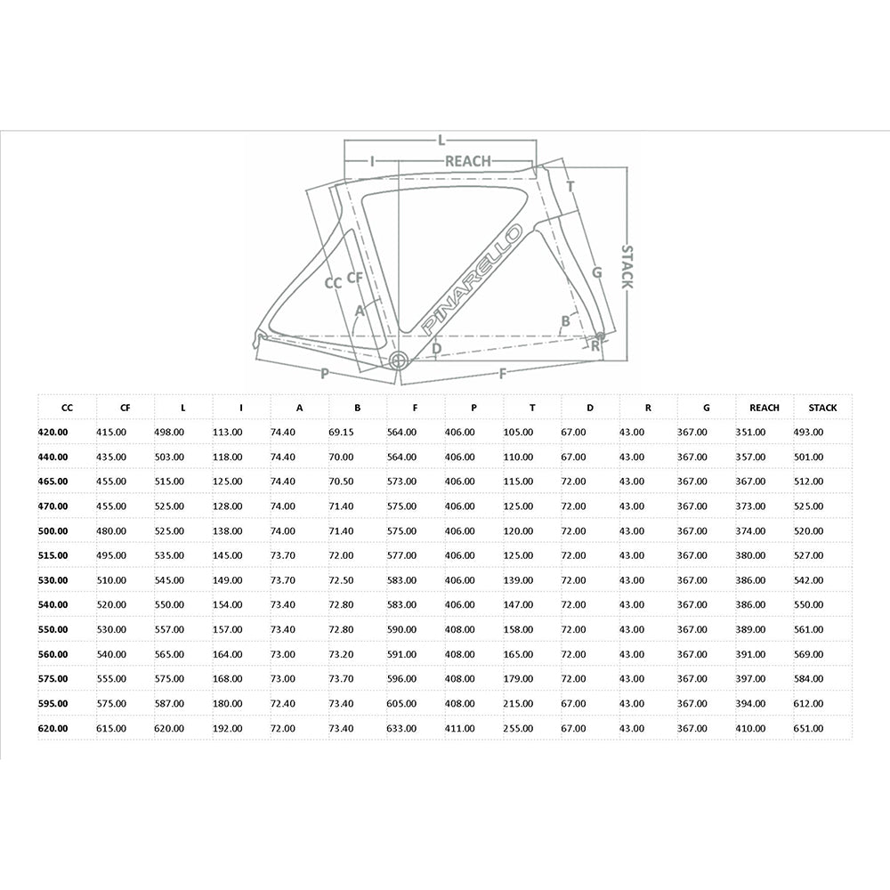 pinarello f10 size chart