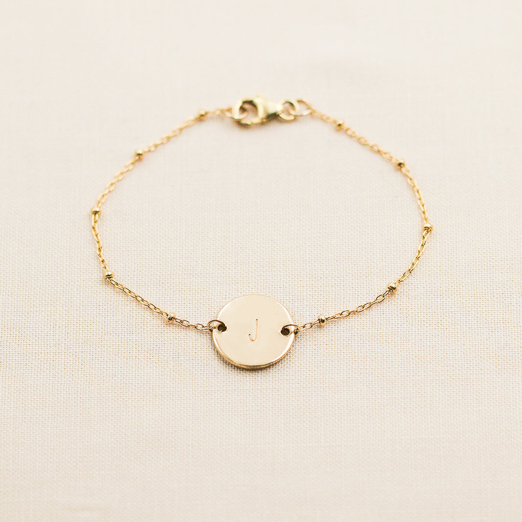 Disc & Chain Bracelet With Custom Engraving, in Gold or Silver | Length ...