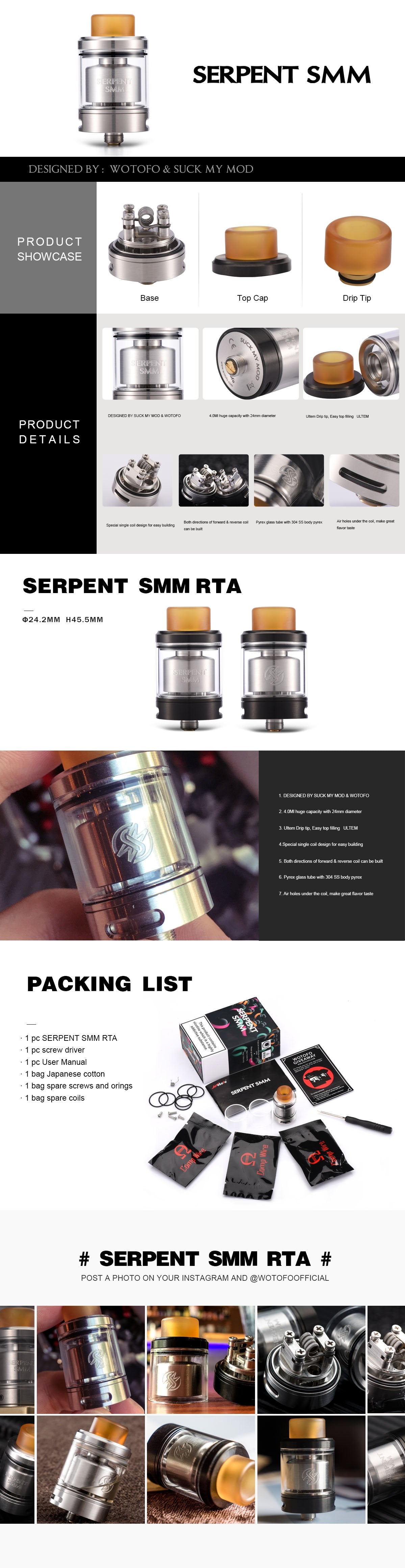 Serpent Smm Rta 24mm Single Coil Rta By Wotofo Suck My Mod Serpent Smm Rta 24mm Single Coil Rta By Wotofo Suck My Mod
