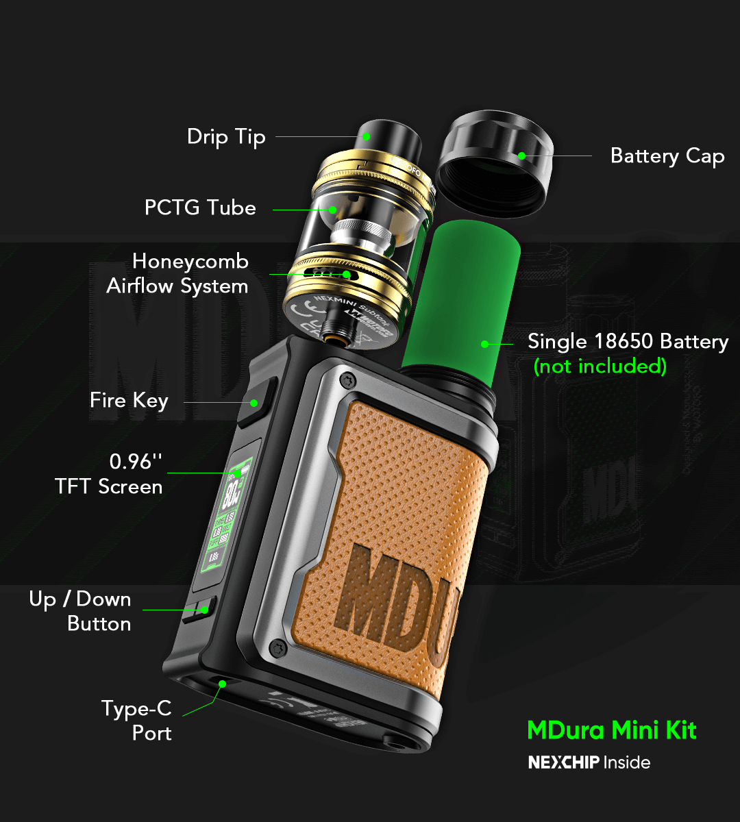 Wotofo MDura Mini 80W Mod Kit with nexMINI Sub Ohm Tank