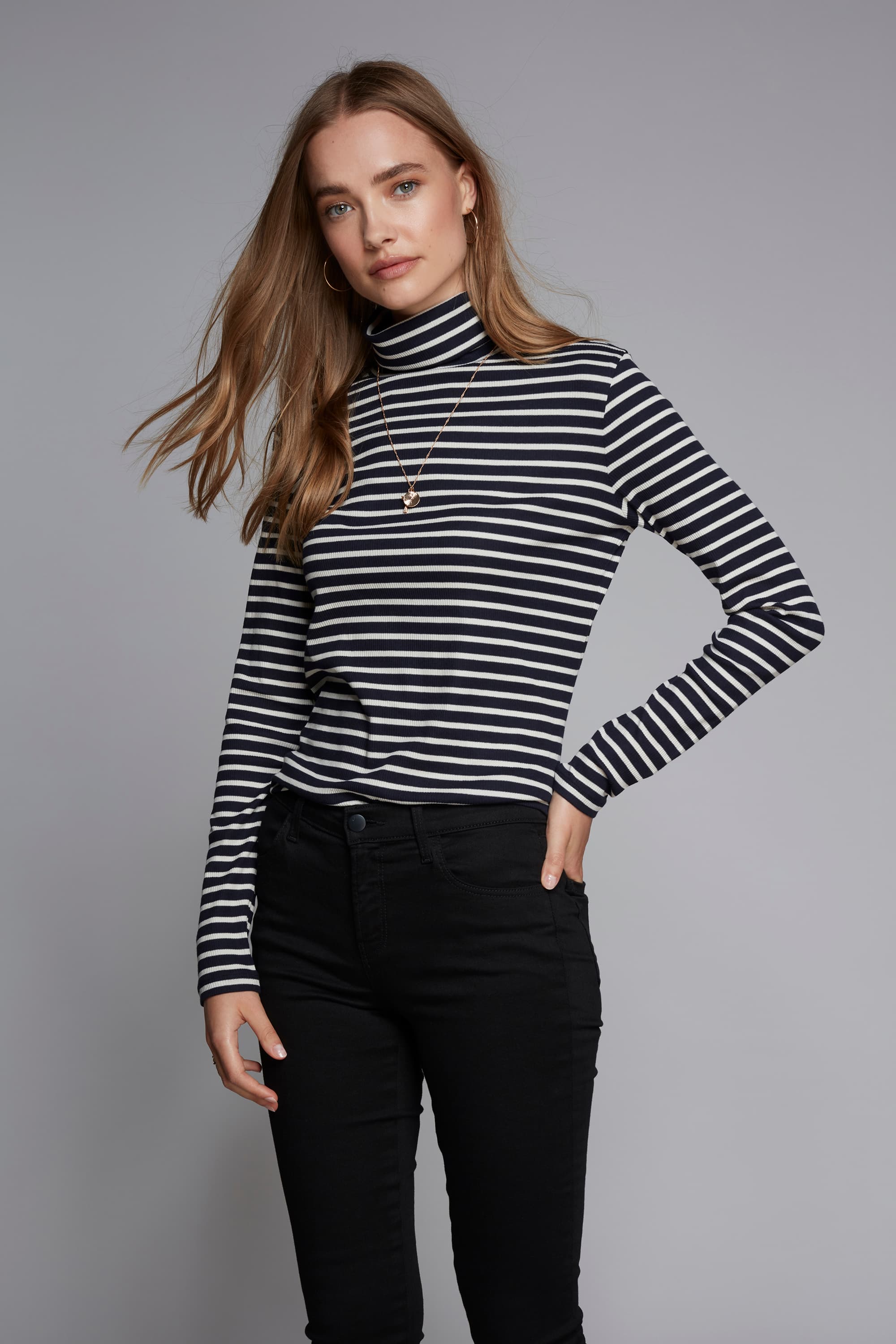 Lavender Hill Striped Roll Neck