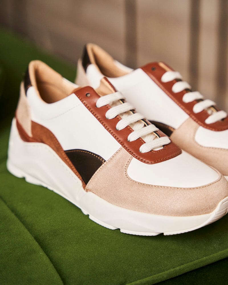 Minuit Sur Terre Zigzag Vegan Leather Trainers Cappuccino