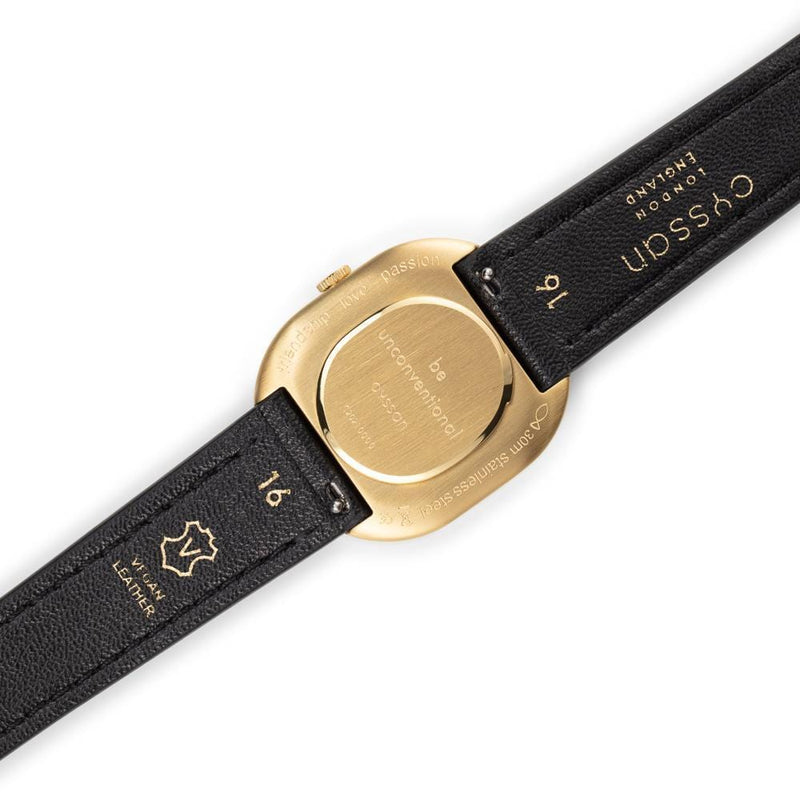 Cyssan CYS2 Gold & Champagne Dial Watch | Black Vegan Leather Strap