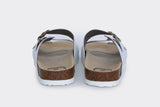 Good Guys Don't Wear Leather Juno Apple Leather Vegan Buckled Slide-On Sandal | White