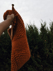 écharpe en laine tricotée orange citrouille