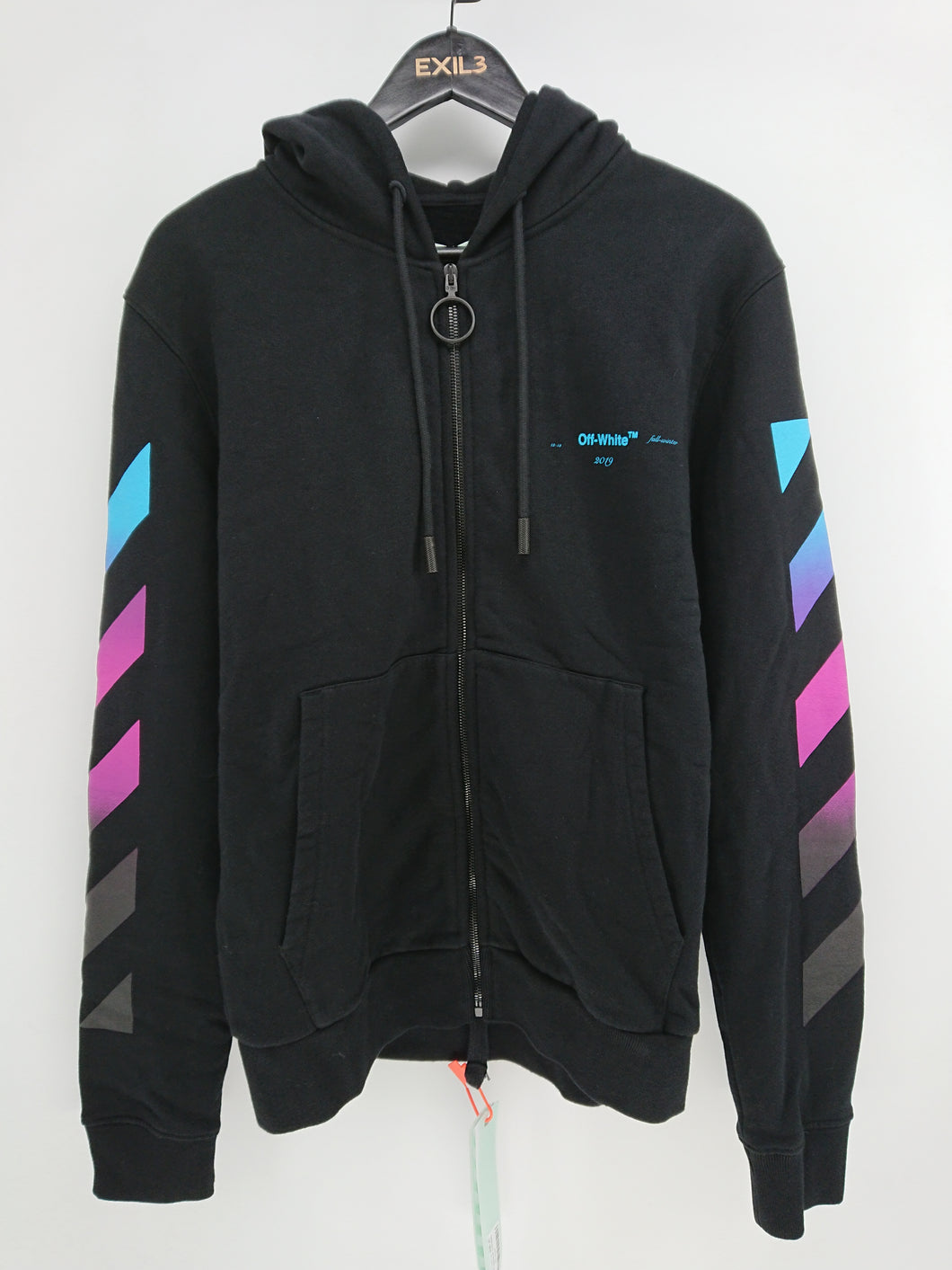 black diagonal gradient zip hoodie