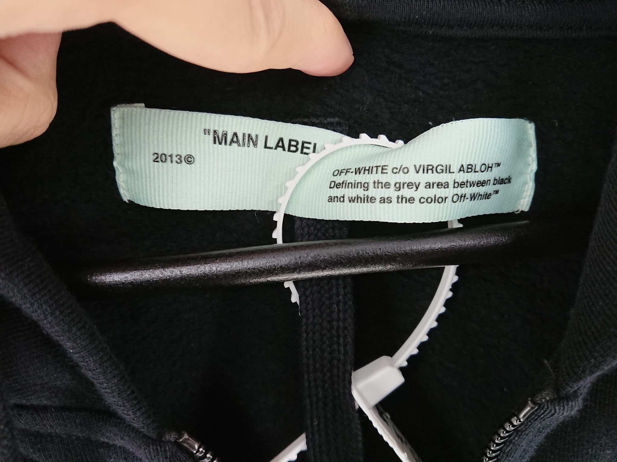 off white black gradient zipped hoodie