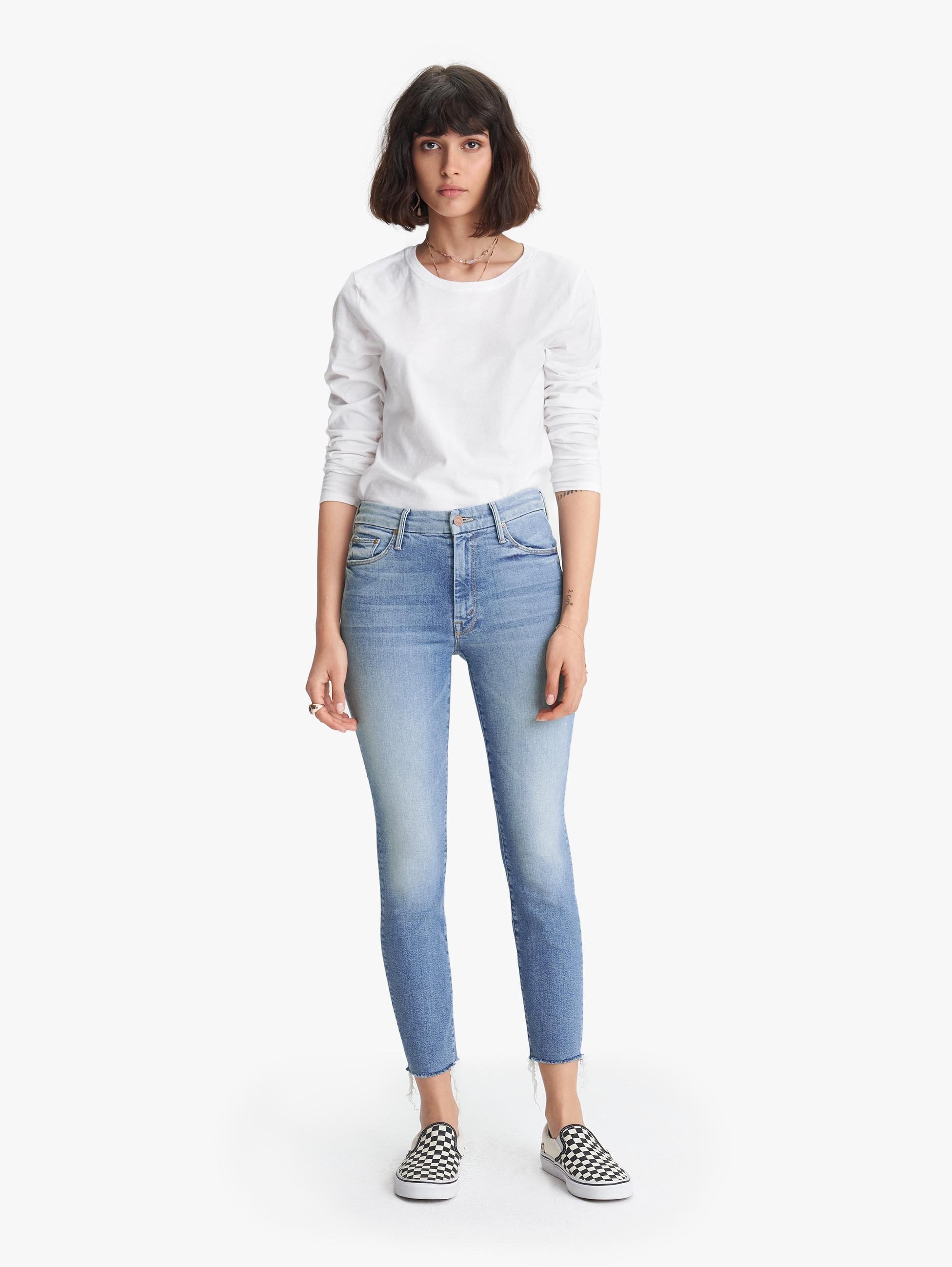 mother high rise looker ankle jeans