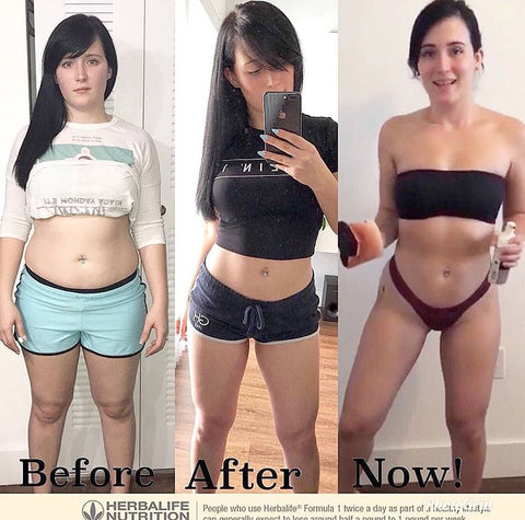 Results before after a woman with herbalife