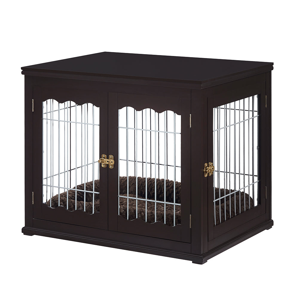 Wooden Wire Dog Crate Furniture End Table Pet Kennel With Pet Bed Unipaws Official Store
