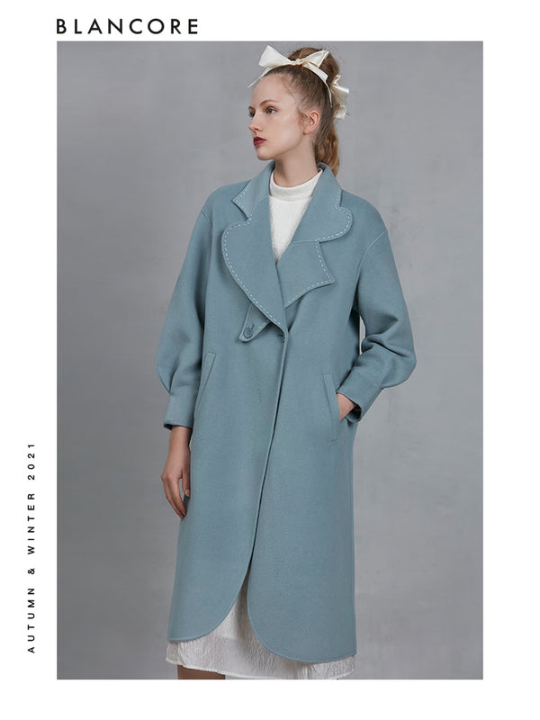 Cocoon Wool Coat With Asymmetrical Collar – BLANCORE