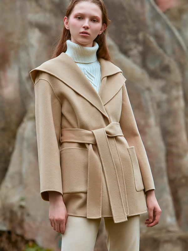 Asymmetrical Color Block Wool Coat – BLANCORE
