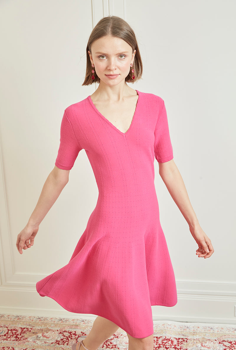 hot pink knit dress