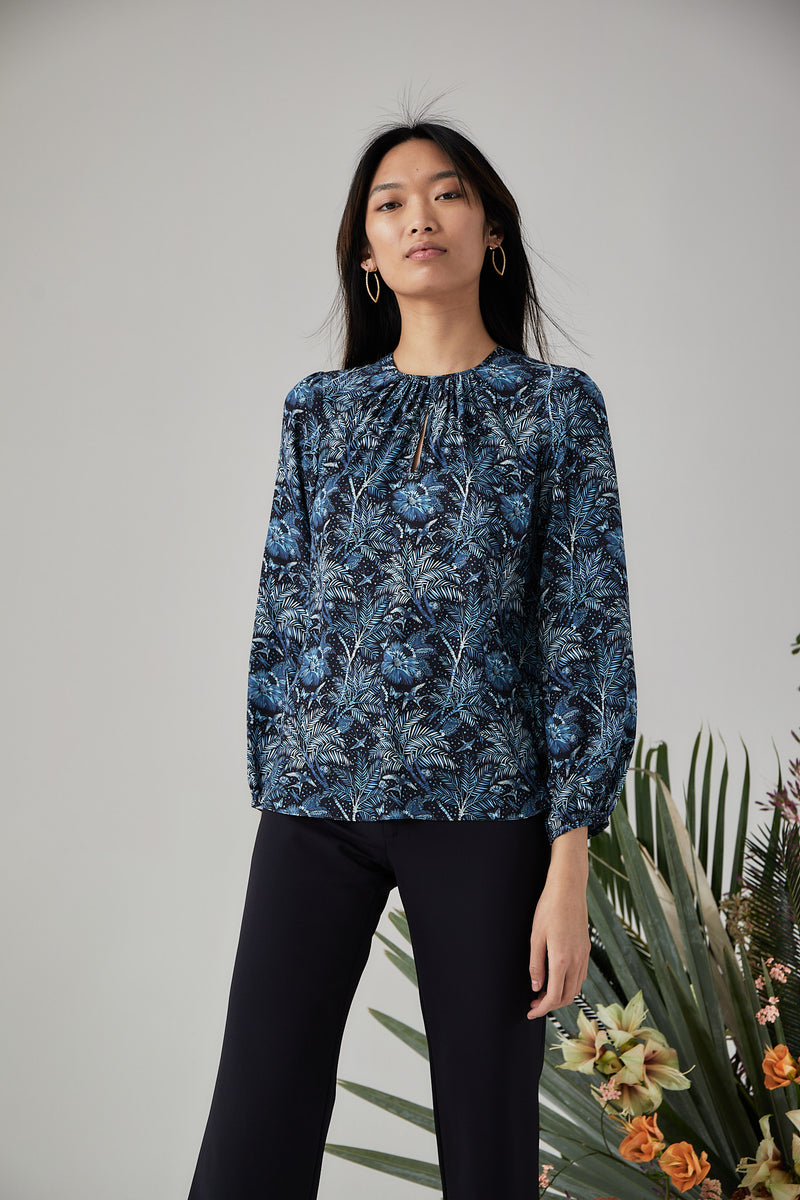 Keyhole Blouse - Navy Desert Oasis – Charlotte Brody