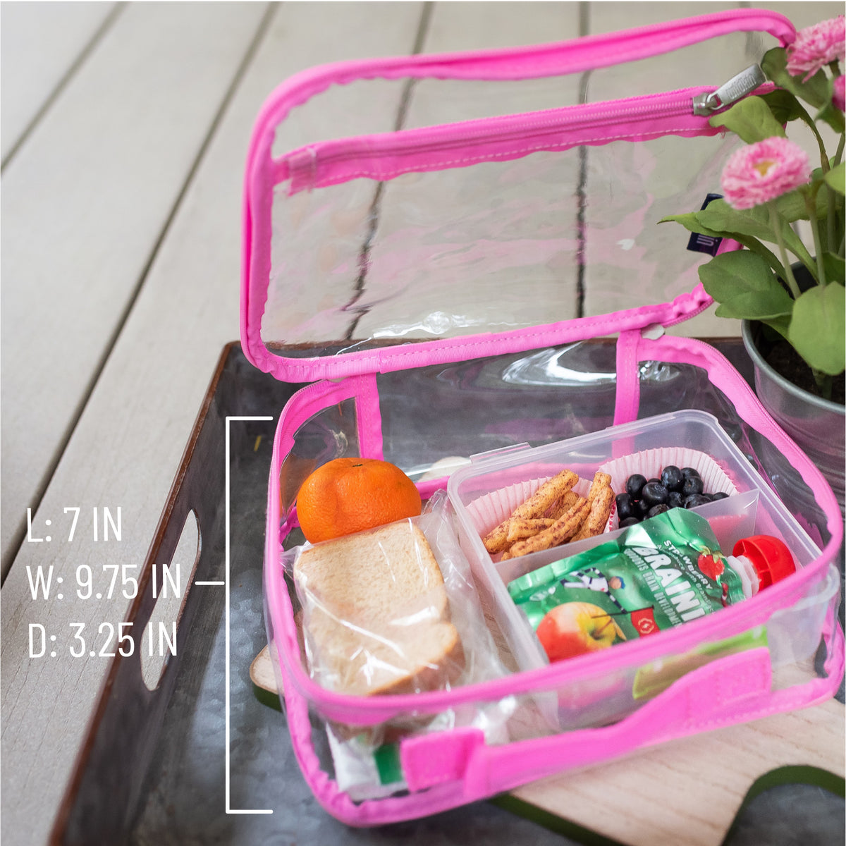 Wildkin Lunch Box Bag | Kids Lunch Box | Lunch Bags-Clear w/ Pink Trim