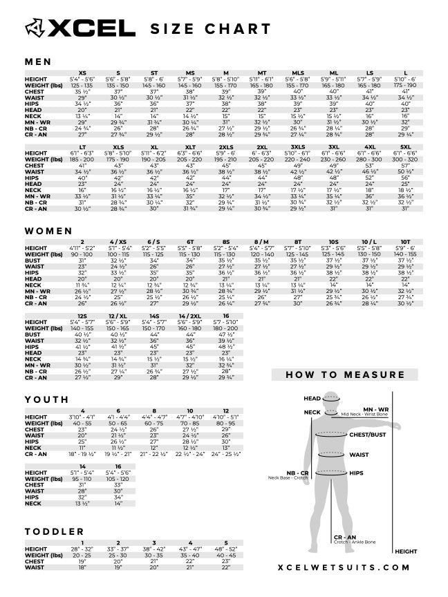 excel size chart