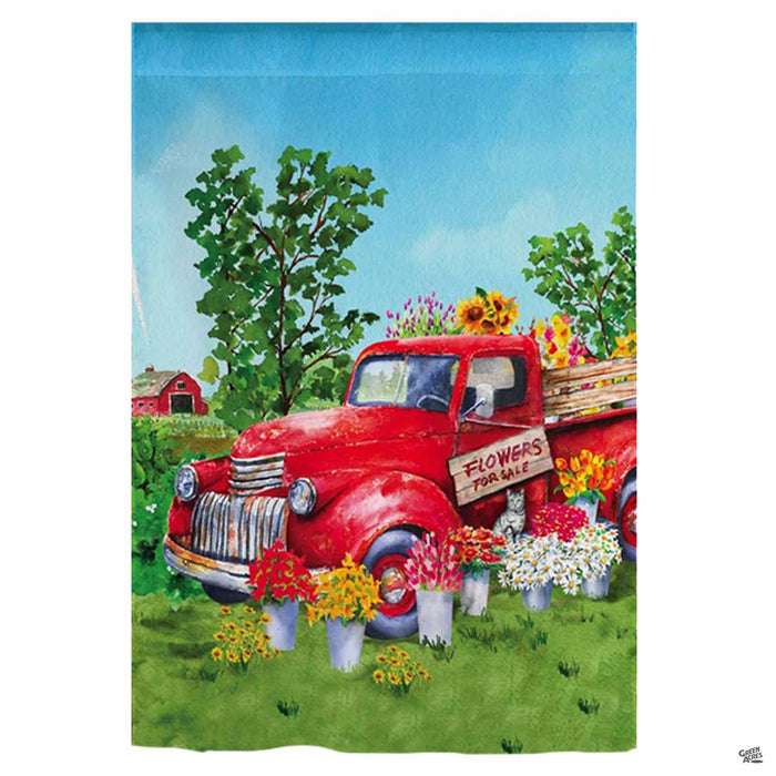 Red Truck Flowers for Sale Flag — Green Acres Nursery & Supply