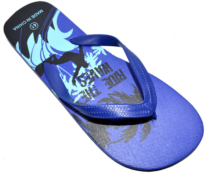 OCTAVE Mens Surfing Design Flip Flops - Blue