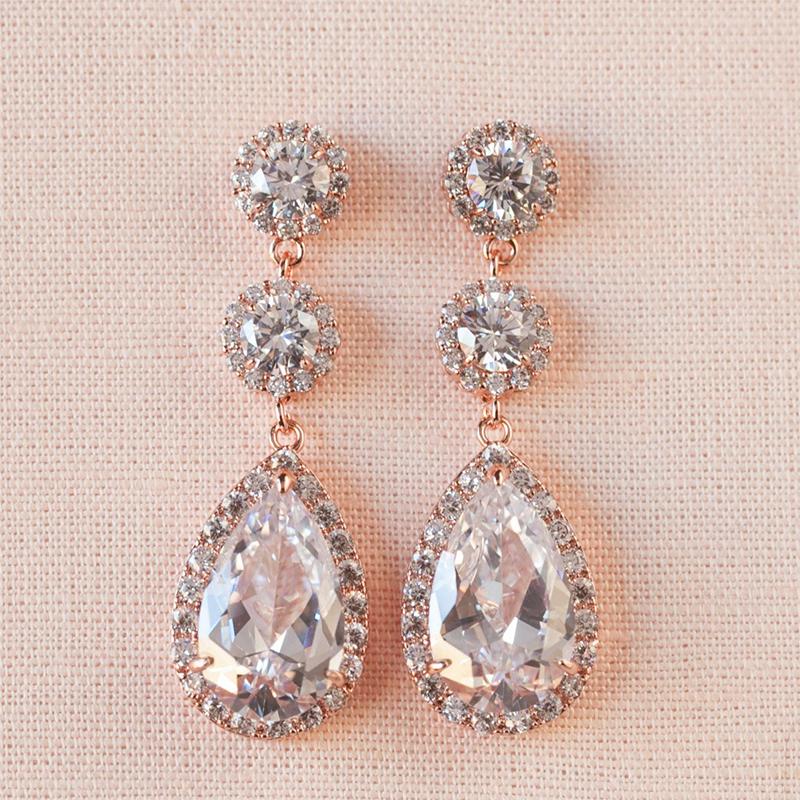 6.8 CT Pear Cut Long Bridal earrings 