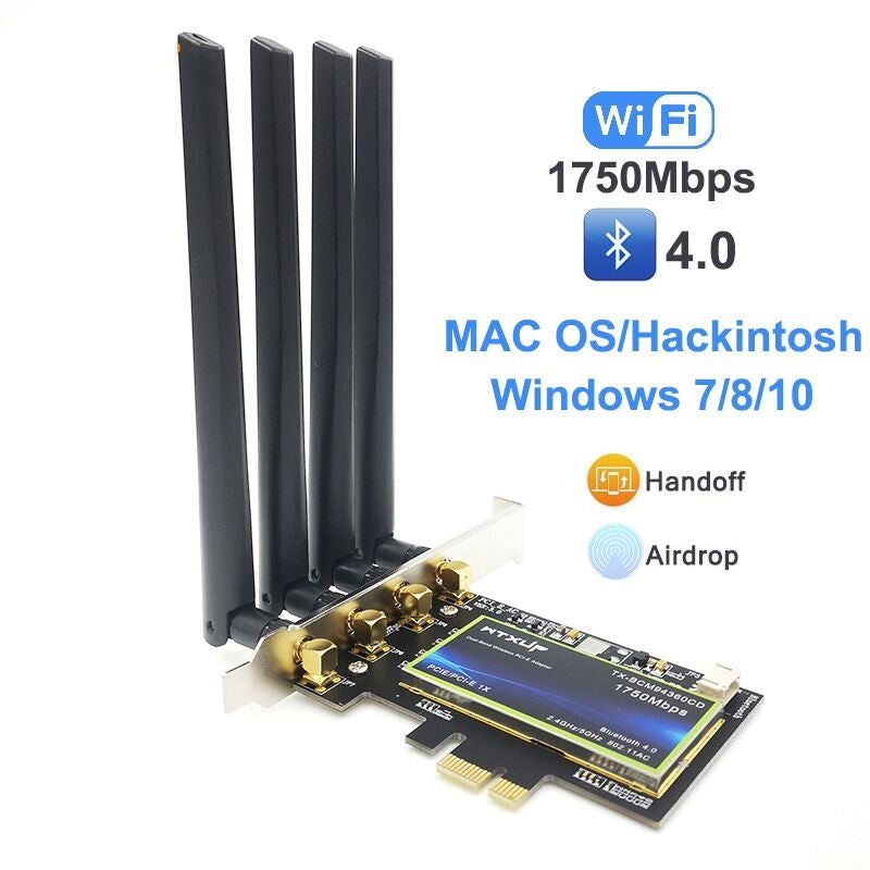 PCI-E WiFi Card MacOS Hackintosh PC Windows BCM94360CD WiFi Bluetooth  Adapter