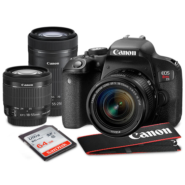 Canon EOS Rebel T7i DSLR Camera with EF-S 18-55mm f/3.5-5.6 and 55-250