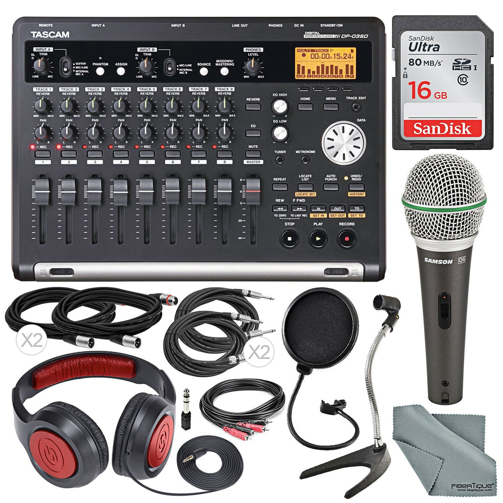 Tascam DP-03SD 8-Track Digital Recorder and Deluxe Accessory Bundle W/