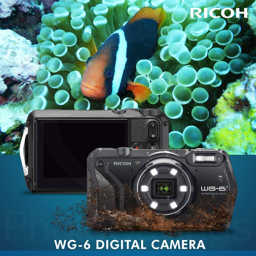 Ricoh WG-6 Waterproof/Shockproof Digital Camera (Black) + Xpix Camera