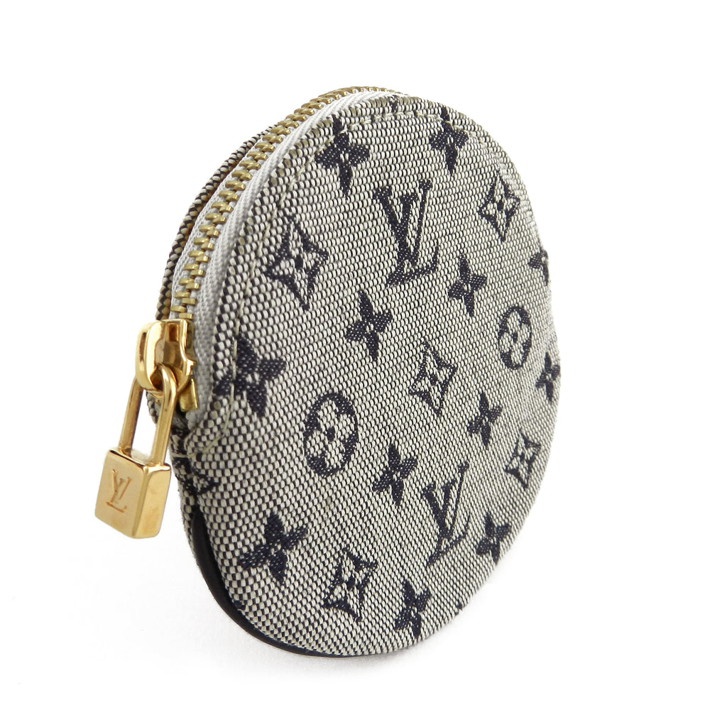 Luxuca Com Louis Vuitton Monogram Navy Blue Mini Lin Round Coin Purse