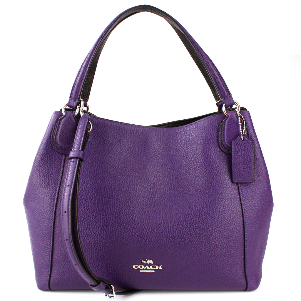 LUXUCA.COM - Coach Grape Purple Pebbled Leather Shoulder Bag