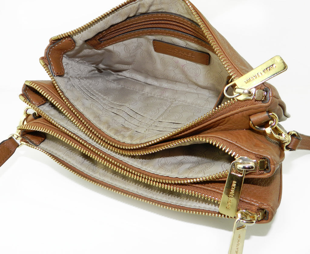  - Michael Kors Brown Leather Tri-Pouch Crossbody Bag