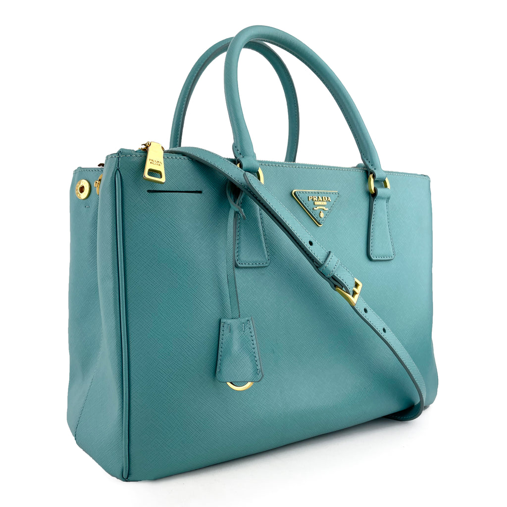  - Prada Galleria Large Giada Blue Saffiano Satchel & Crossbody