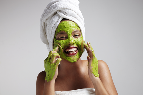 woman with diy face mask