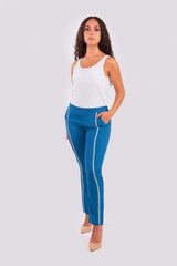 blue tailored trousers