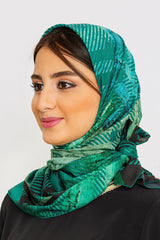 green silk satin head scarf