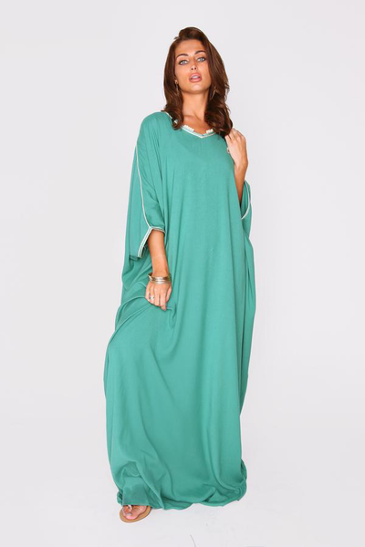 women's long kaftan dress in green