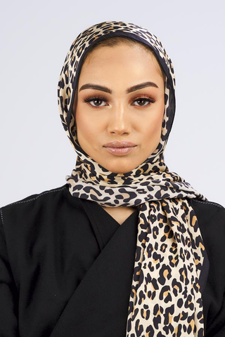 women's leopard print silk satin scarf 