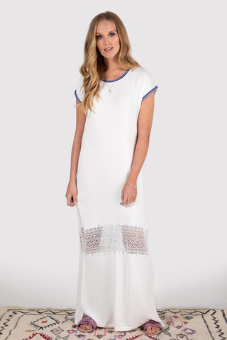 women's short sleeve maxi dress in white