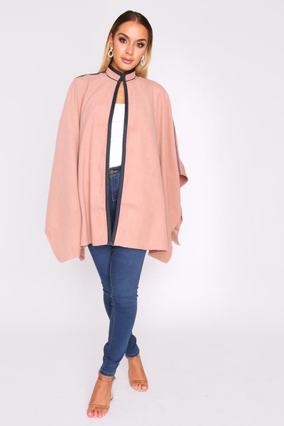 women's autumn cape in nude pink