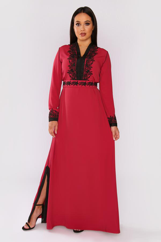 Long sleeve maxi lebssa dress in raspberry