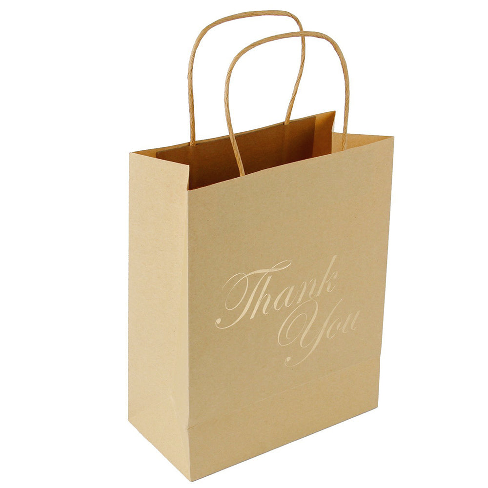 Thank You Gift Bags with Handles Brown- 10" X 5" X 13"- 12 Pack - Ruspepa