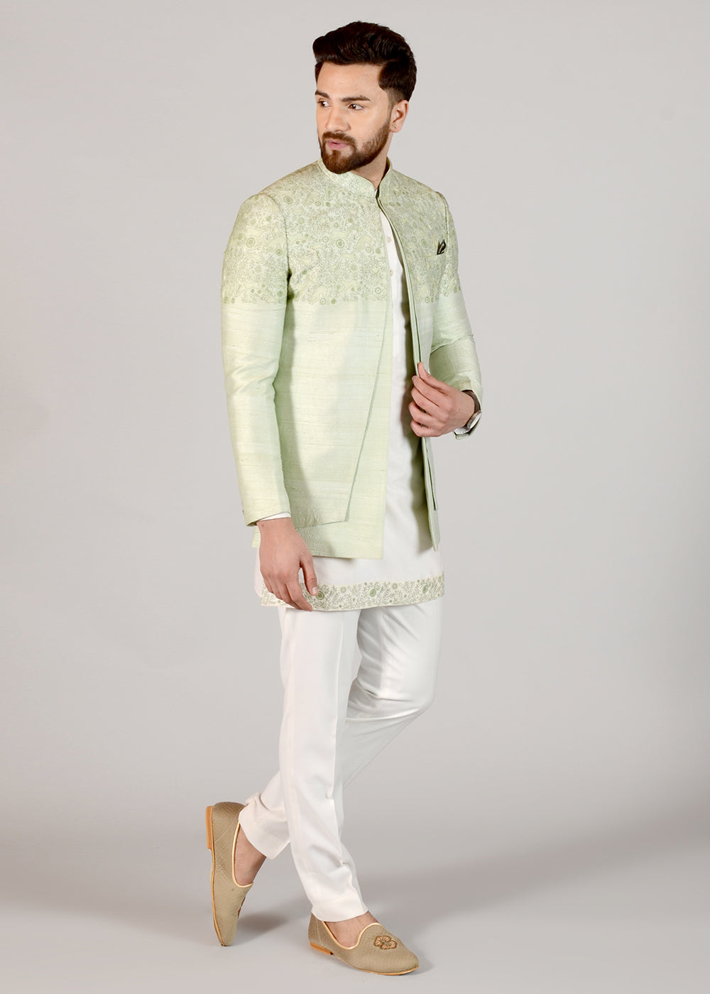 pista colour jodhpuri suit