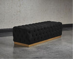 Tufted Rectangle Black And Brass Bench
