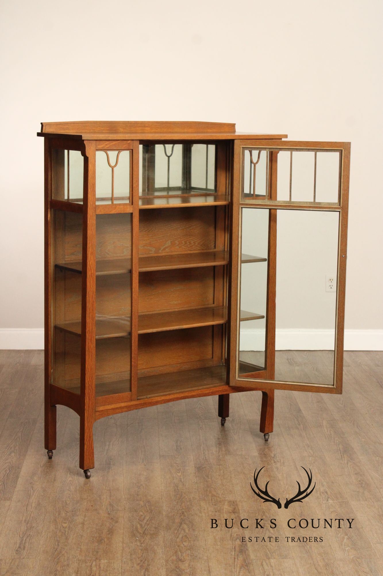 Antique Mission Oak China Cabinet by J.K. Rishel Furniture Co.