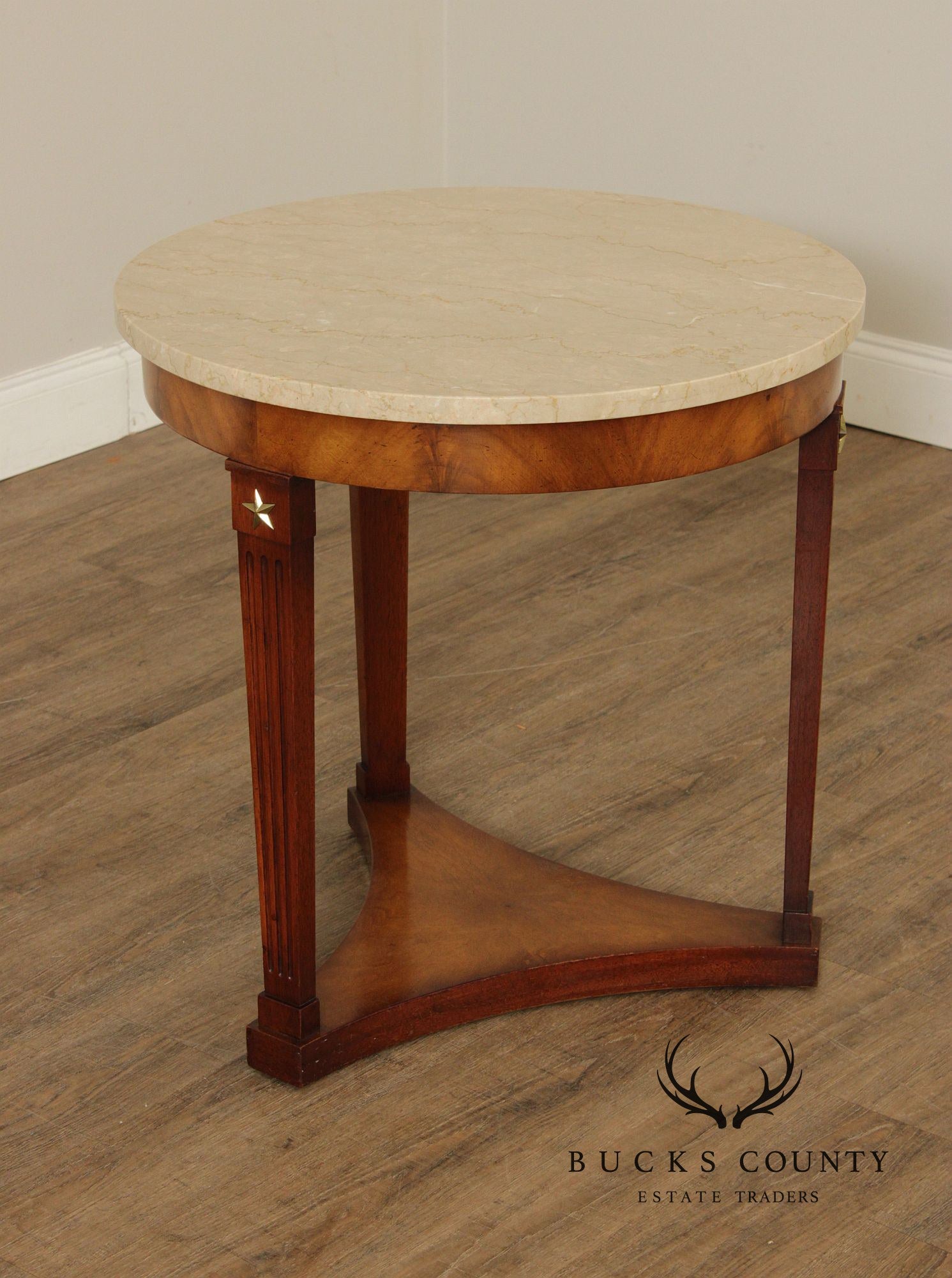 Mahogany Lamp Table with a Round Marble Top in French Empire Style