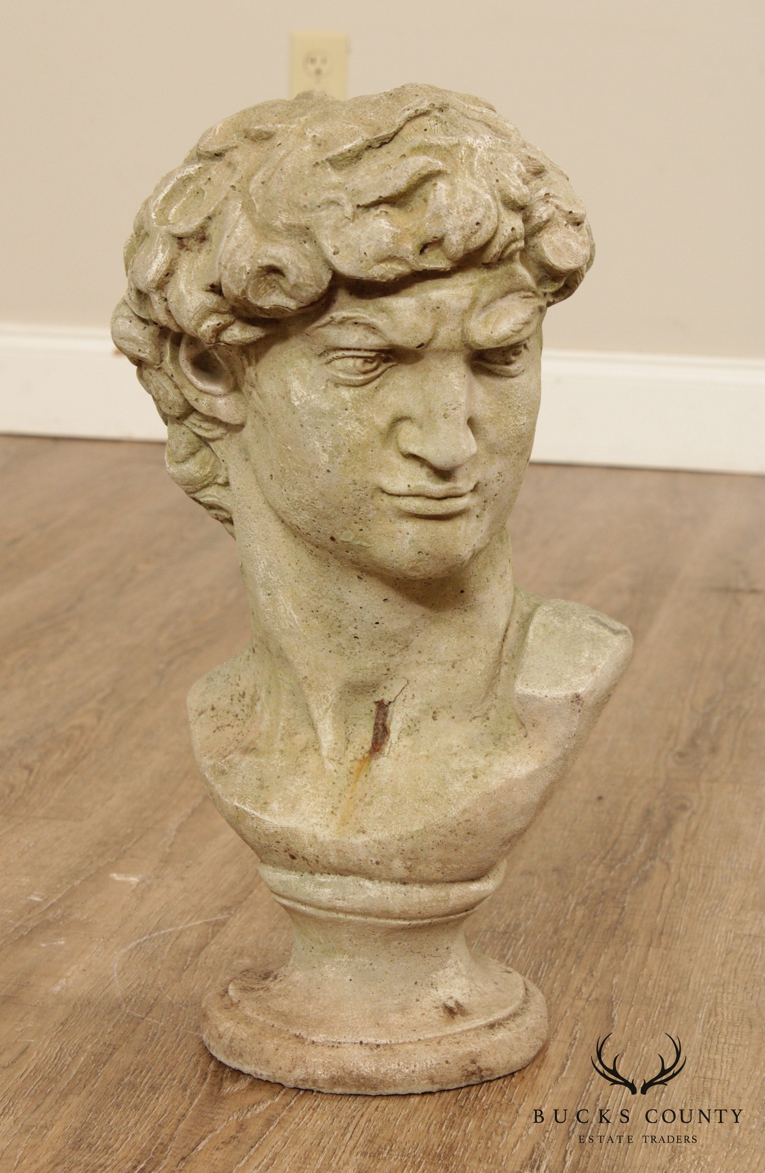 Vintage Garden Bust: Cast Stone Replica of Michelangelo's David (B)