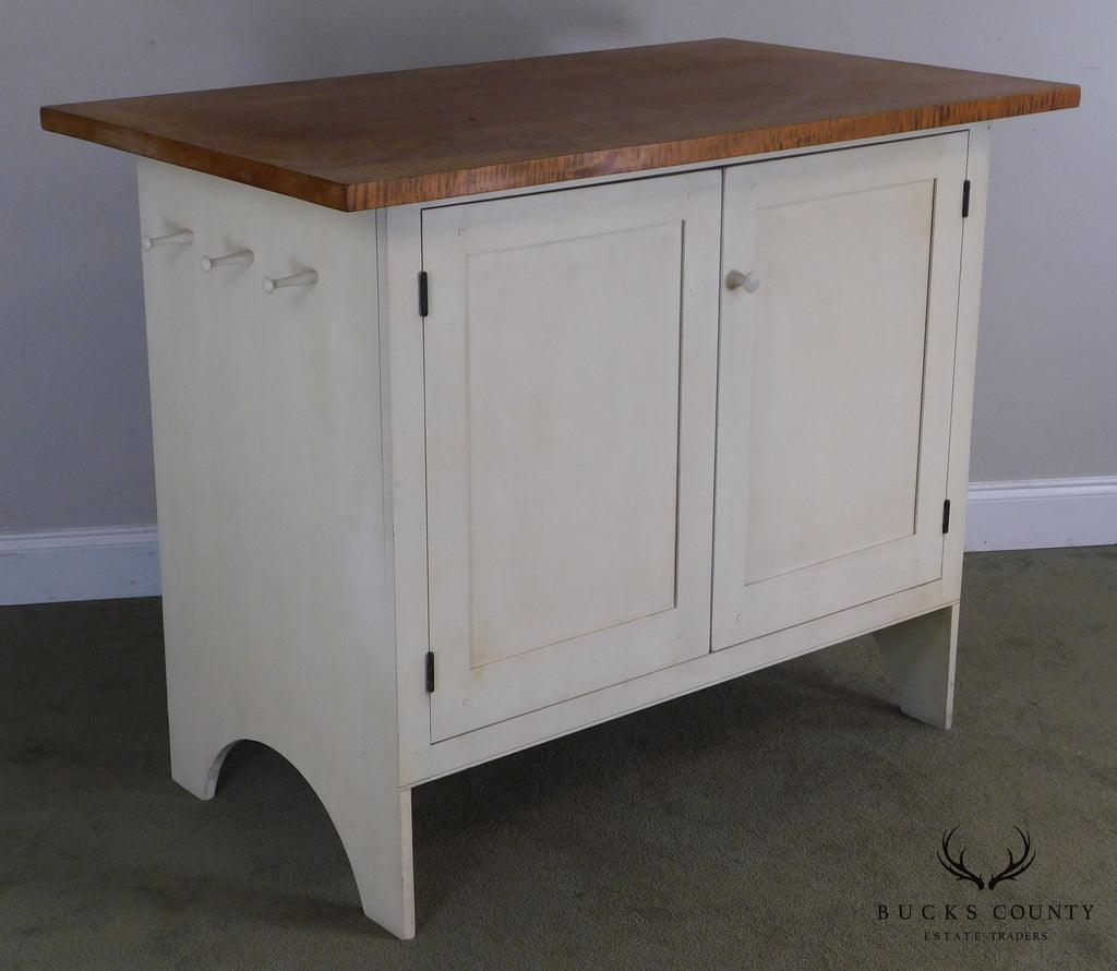 Country Style Custom Quality Painted Base Tiger Maple Top Kitchen