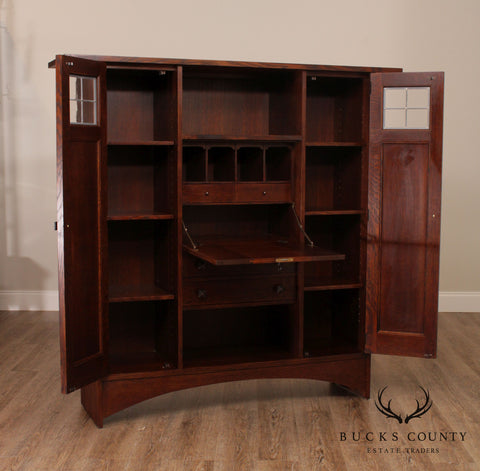 Stickley Mission Oak Harvey Ellis Fall Front Bookcase Desk Bucks