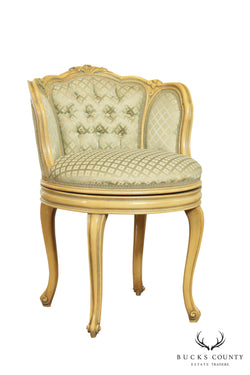 French Louis Xv Style Vintage Painted Swivel Upholstered Vanity Chair Bucks County Estate Traders
