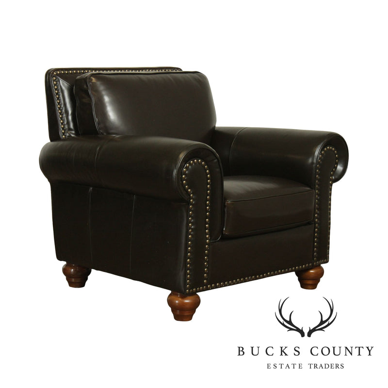 chocolate brown leather club chair