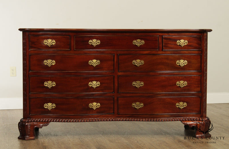 Chippendale Style Solid Mahogany Serpentine Carved Long Dresser
